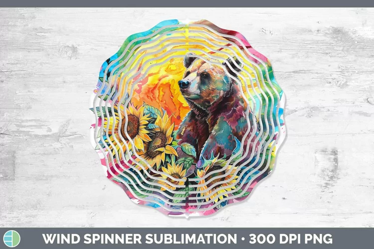 Pink Summer Bear Wind Spinner Sublimation Spinner Designs