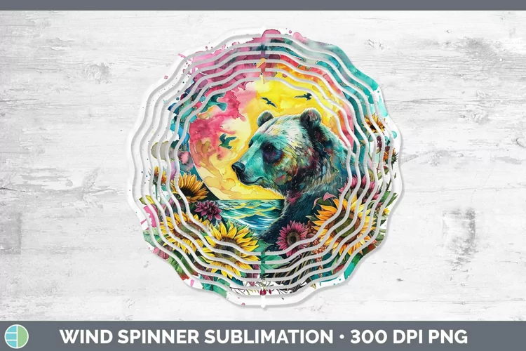 Pink Summer Bear Wind Spinner Sublimation Spinner Designs