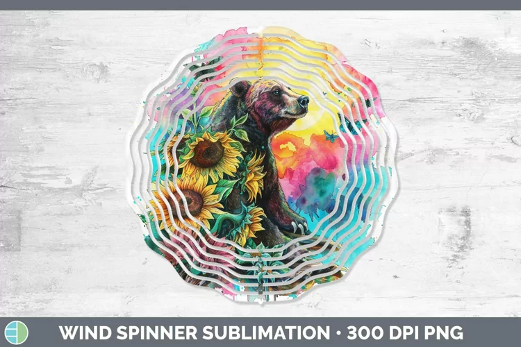 Pink Summer Bear Wind Spinner Sublimation Spinner Designs