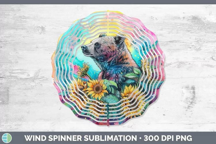 Pink Summer Bear Wind Spinner Sublimation Spinner Designs