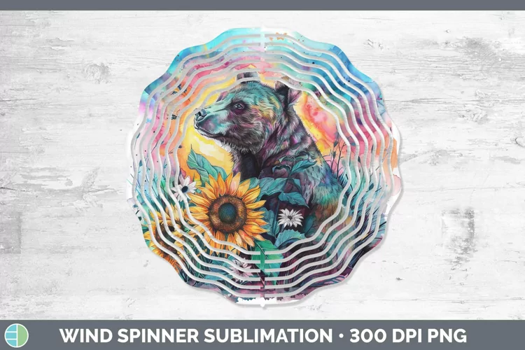 Pink Summer Bear Wind Spinner Sublimation Spinner Designs
