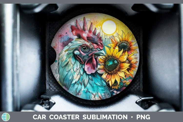 Pink Summer Chicken Car Coaster Sublimation Coaster Designs
