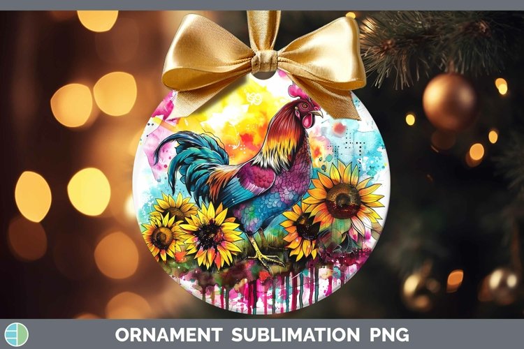 Pink Summer Chicken Ornament Sublimation Bauble Designs