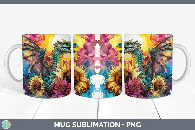 Pink Summer Dragon Mug Wrap Sublimation Coffee Cup Designs