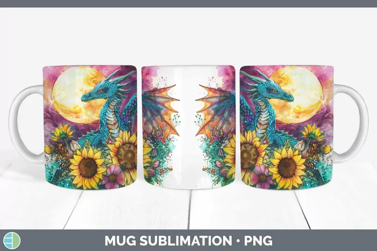 Pink Summer Dragon Mug Wrap Sublimation Coffee Cup Designs