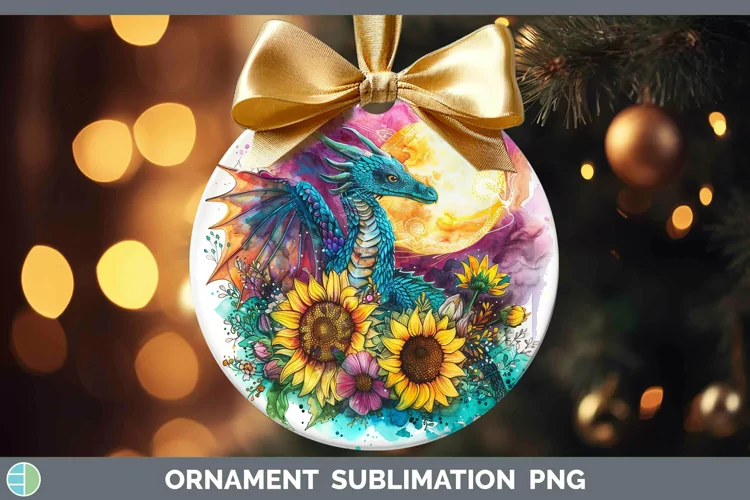 Pink Summer Dragon Ornament Sublimation Bauble Designs