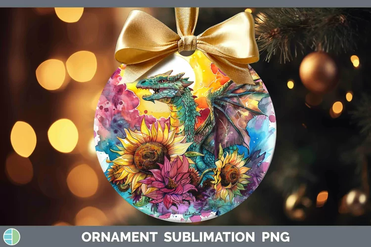 Pink Summer Dragon Ornament Sublimation Bauble Designs