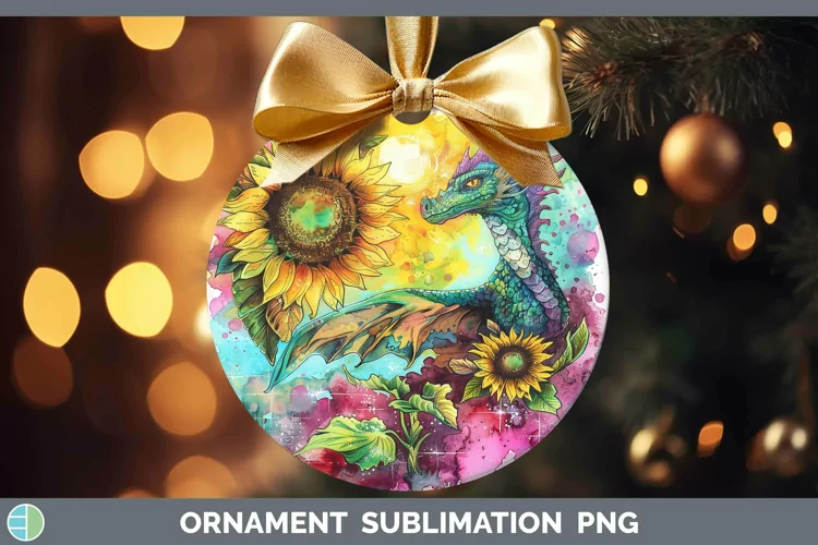 Pink Summer Dragon Ornament Sublimation Bauble Designs