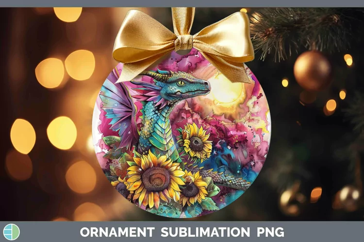 Pink Summer Dragon Ornament Sublimation Bauble Designs