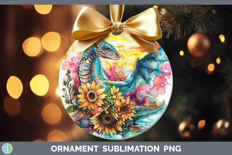 Pink Summer Dragon Ornament Sublimation Bauble Designs