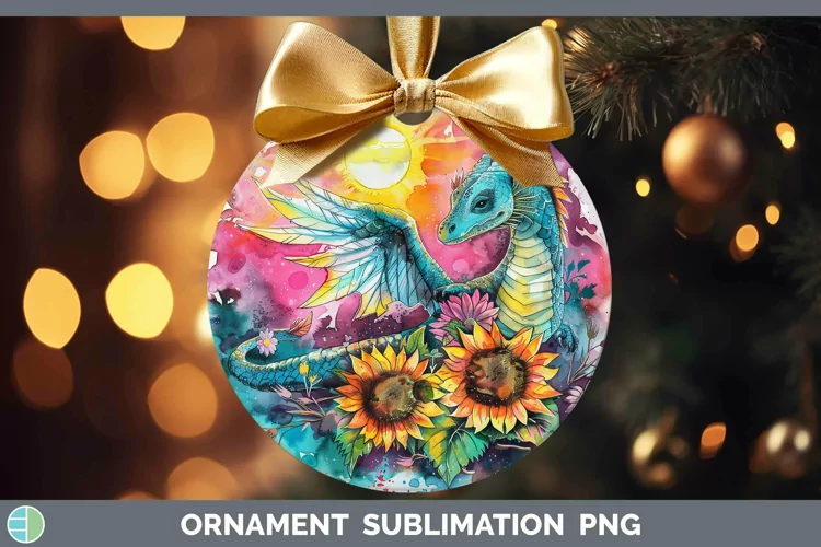 Pink Summer Dragon Ornament Sublimation Bauble Designs