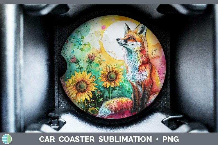 Pink Summer Fox Car Coaster Sublimation Coaster Designs