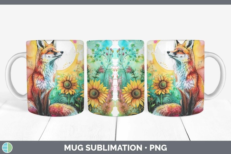 Pink Summer Fox Mug Wrap Sublimation Coffee Cup Designs