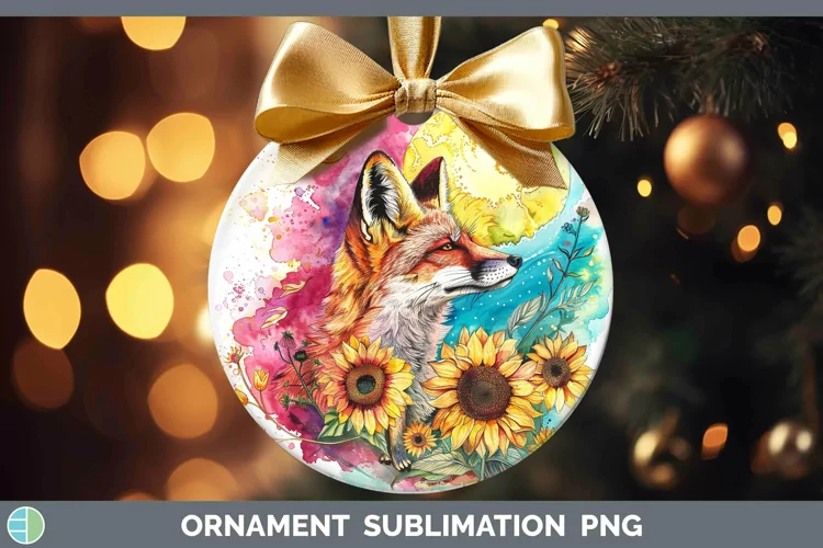 Pink Summer Fox Ornament Sublimation Bauble Designs