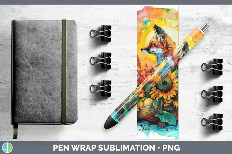 Pink Summer Fox Pen Wrap Sublimation Epoxy Pen Designs