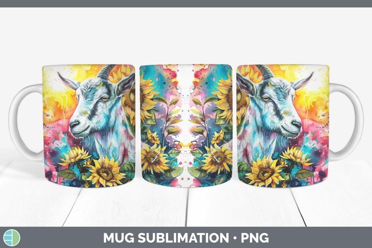 Pink Summer Goat Mug Wrap Sublimation Coffee Cup Designs