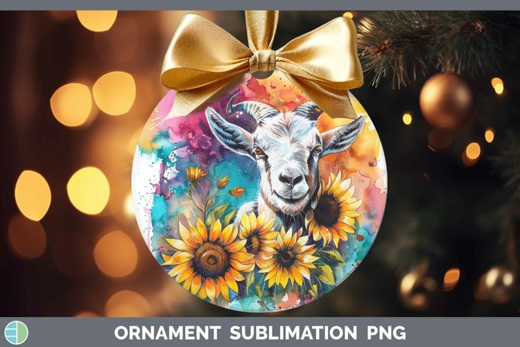 Pink Summer Goat Ornament Sublimation Bauble Designs
