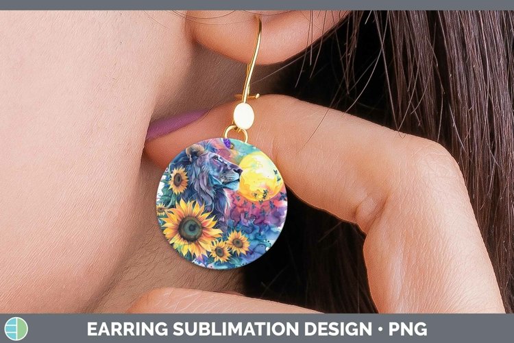 Pink Summer Lion Round Earrings Sublimation Earrings Designs