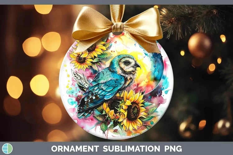 Pink Summer Owl Ornament Sublimation Bauble Designs