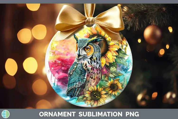 Pink Summer Owl Ornament Sublimation Bauble Designs