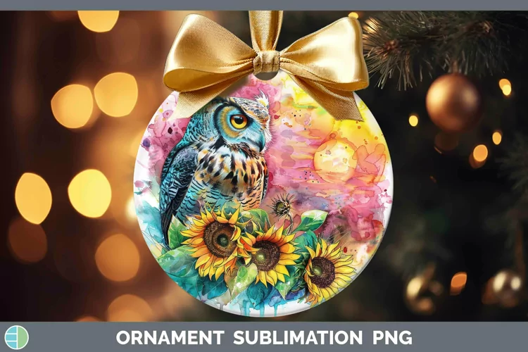 Pink Summer Owl Ornament Sublimation Bauble Designs