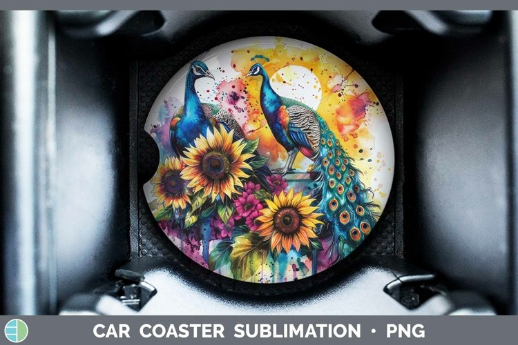 Pink Summer Peacock Car Coaster Sublimation Coaster Designs