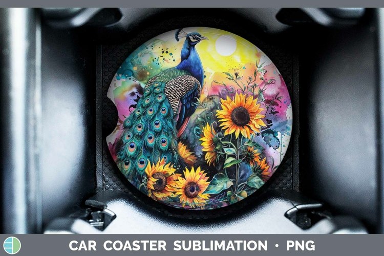 Pink Summer Peacock Car Coaster Sublimation Coaster Designs