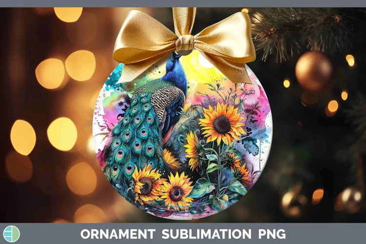 Pink Summer Peacock Ornament Sublimation Bauble Designs
