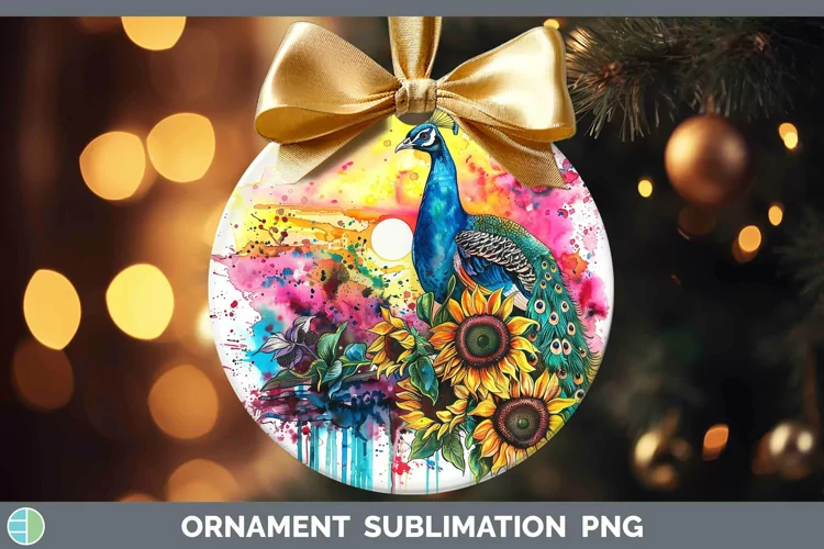 Pink Summer Peacock Ornament Sublimation Bauble Designs