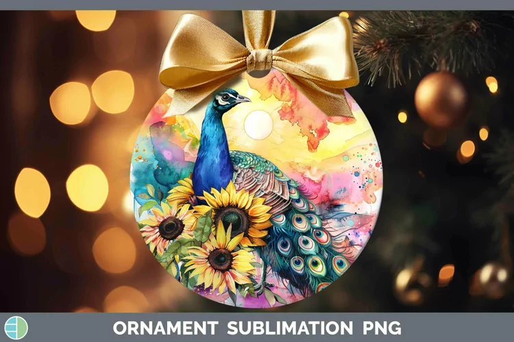 Pink Summer Peacock Ornament Sublimation Bauble Designs