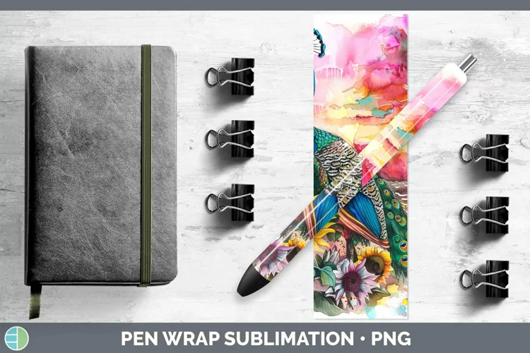 Pink Summer Peacock Pen Wrap Sublimation Epoxy Pen Designs