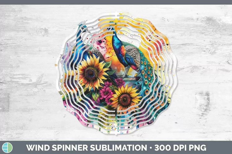 Pink Summer Peacock Wind Spinner Sublimation Spinner Designs