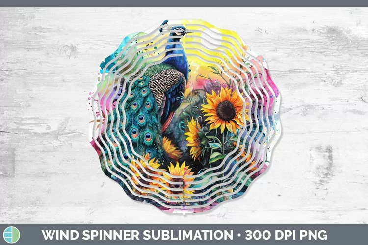 Pink Summer Peacock Wind Spinner Sublimation Spinner Designs