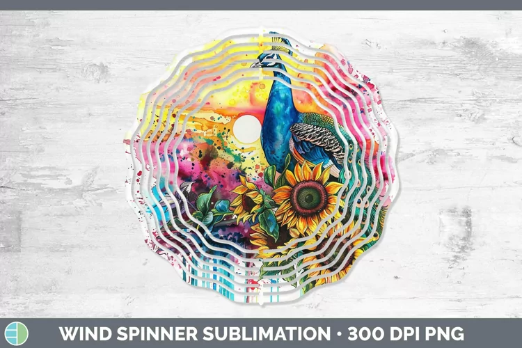 Pink Summer Peacock Wind Spinner Sublimation Spinner Designs
