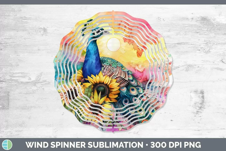 Pink Summer Peacock Wind Spinner Sublimation Spinner Designs