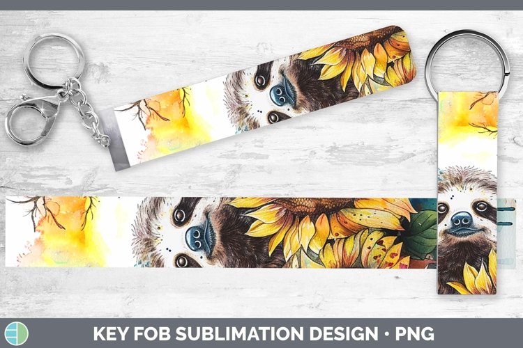 Pink Summer Sloth Key Fob Sublimation Wristlet Designs