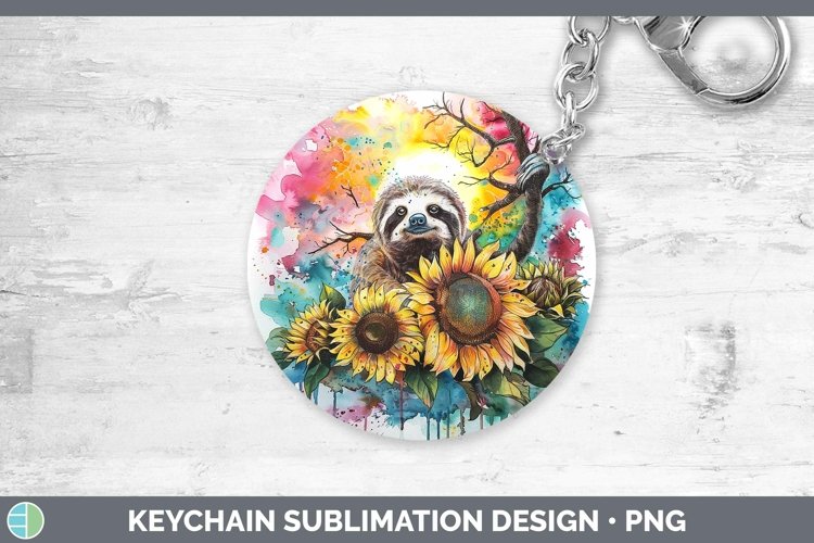 Pink Summer Sloth Keychain Sublimation Keyring Designs