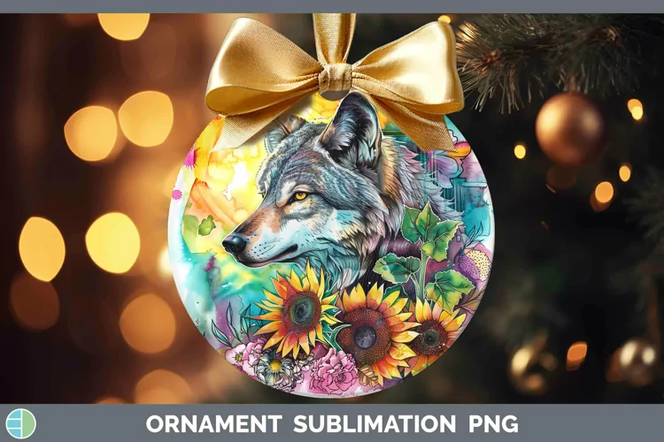 Pink Summer Wolf Ornament Sublimation Bauble Designs