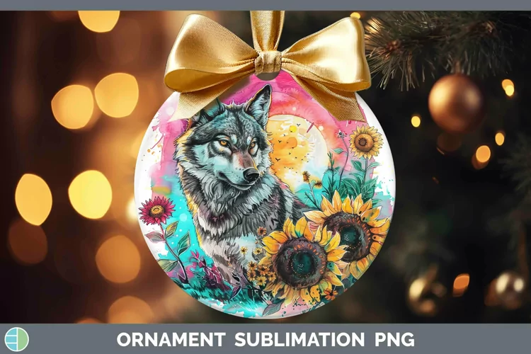 Pink Summer Wolf Ornament Sublimation Bauble Designs
