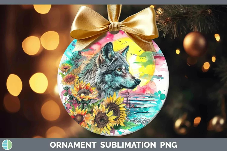 Pink Summer Wolf Ornament Sublimation Bauble Designs