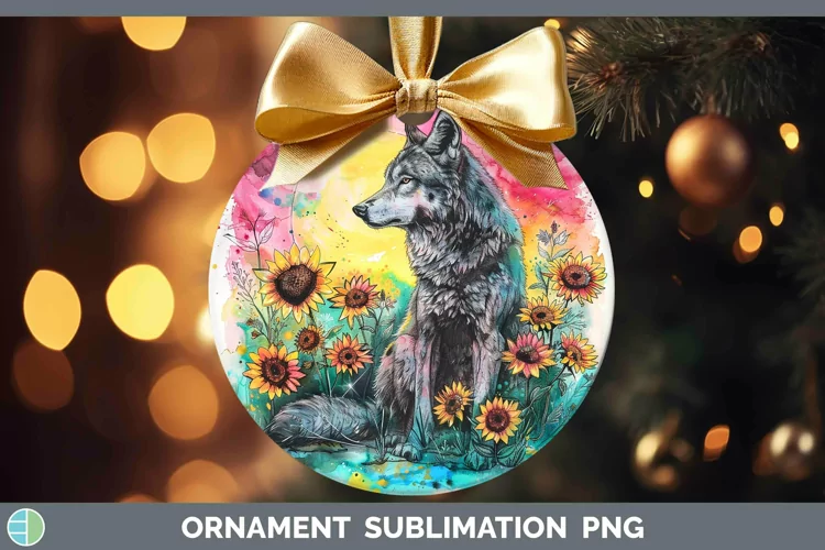 Pink Summer Wolf Ornament Sublimation Bauble Designs