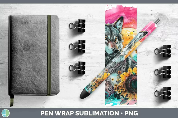 Pink Summer Wolf Pen Wrap Sublimation Epoxy Pen Designs