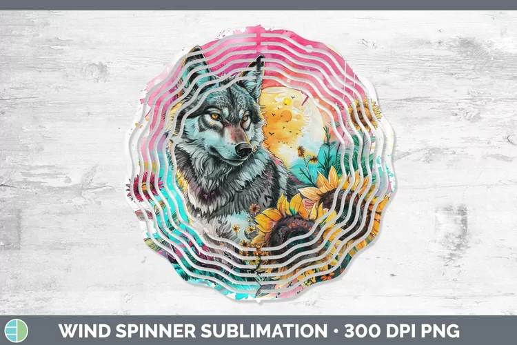 Pink Summer Wolf Wind Spinner Sublimation Spinner Designs