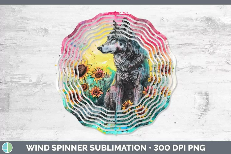 Pink Summer Wolf Wind Spinner Sublimation Spinner Designs