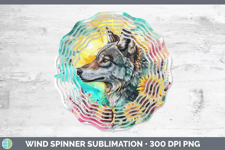Pink Summer Wolf Wind Spinner Sublimation Spinner Designs