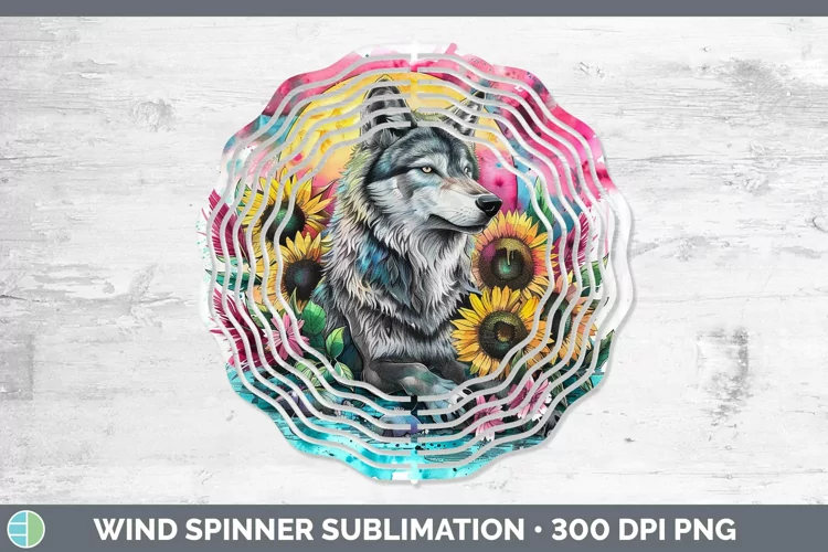 Pink Summer Wolf Wind Spinner Sublimation Spinner Designs