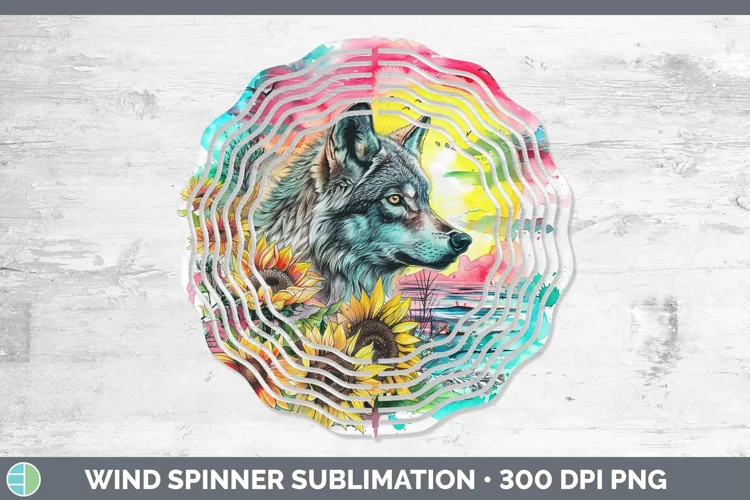 Pink Summer Wolf Wind Spinner Sublimation Spinner Designs