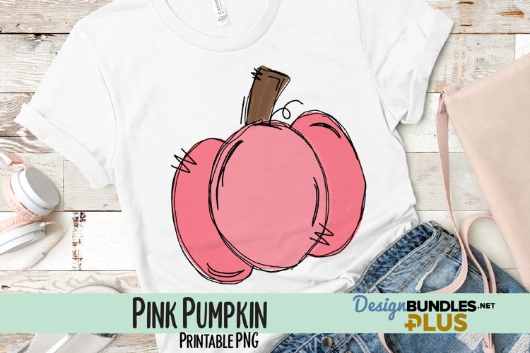 Pink Hand-Drawn Pumpkin Sublimation PNG