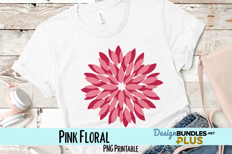 Pink Geometric Floral Sublimation PNG