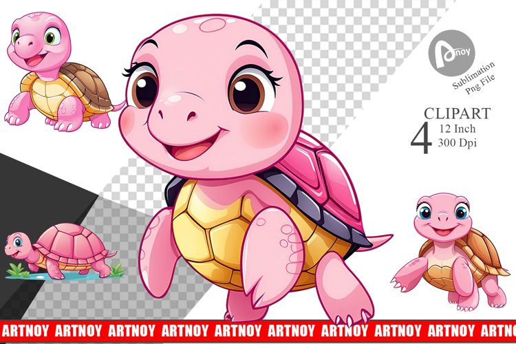 Pink Turtle Valentine Clipart